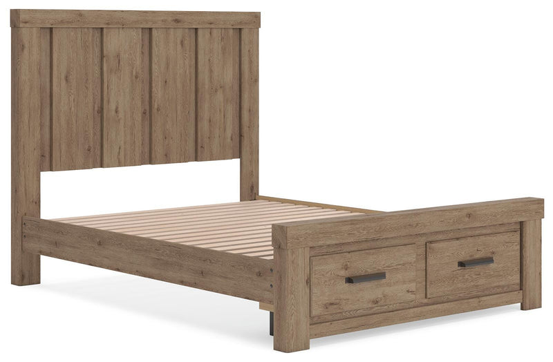 Oliandon Queen Panel Storage Bed and Dresser in Light Brown - PKG025178