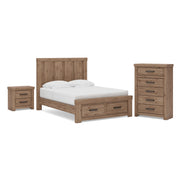 Oliandon Queen Panel Storage Bed, Chest and Nightstand in Light Brown - PKG025174