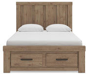 Oliandon Queen Panel Storage Bed, Chest and Nightstand in Light Brown - PKG025174