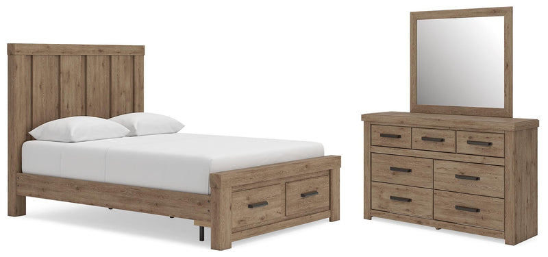Oliandon Queen Panel Storage Bed, Dresser and Mirror - PCB2844B5