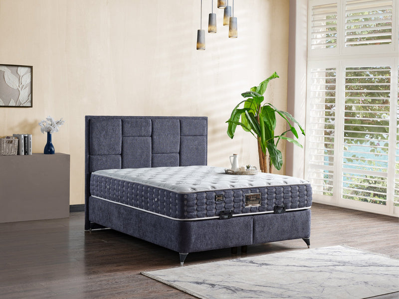 Olimpos Storage Bed With Headboard - Queen in Navy - 200-ELIF-OLI-150-EY232-SB