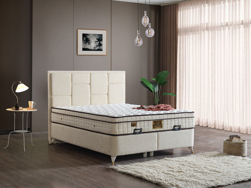 Olimpos Storage Bed With Headboard - Twin in Cream - 200-ELIF-OLI-90-EY234-SB