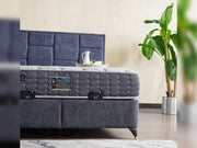 Olimpos Storage Bed With Headboard - Twin in Navy - 200-ELIF-OLI-90-EY232-SB