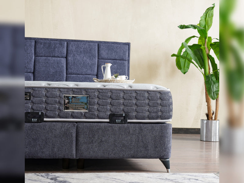 Olimpos Storage Bed With Headboard - Twin in Navy - 200-ELIF-OLI-90-EY232-SB