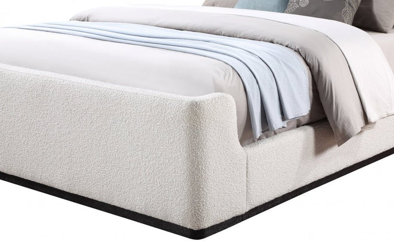 Oliver Boucle Fabric King Bed (3 Boxes) Cream - Gate FurnitureKing Bed