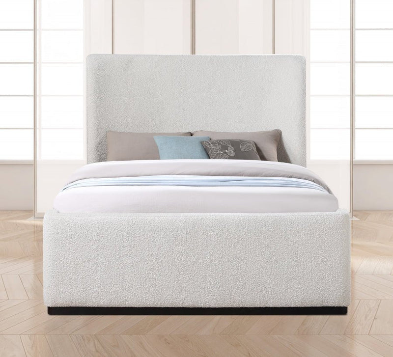 Oliver Boucle Fabric King Bed (3 Boxes) Cream - Gate FurnitureKing Bed