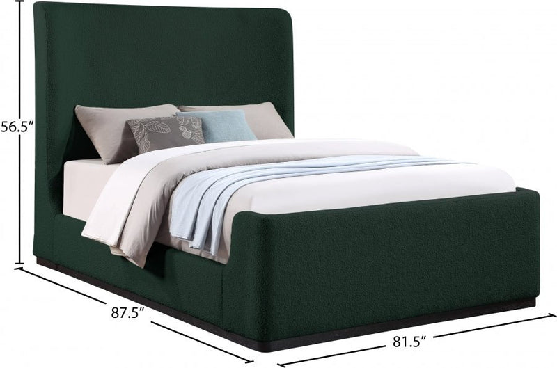Oliver Boucle Fabric King Bed (3 Boxes) Green - Gate FurnitureKing Bed