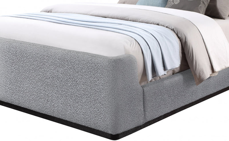 Oliver Boucle Fabric King Bed (3 Boxes) Grey - Gate FurnitureKing Bed
