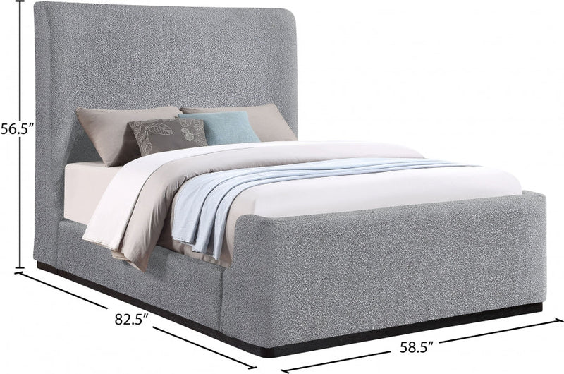 Oliver Boucle Fabric King Bed (3 Boxes) Grey - Gate FurnitureKing Bed