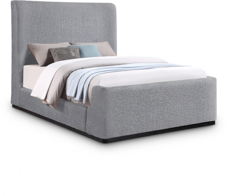 Oliver Boucle Fabric King Bed (3 Boxes) Grey - Gate FurnitureKing Bed