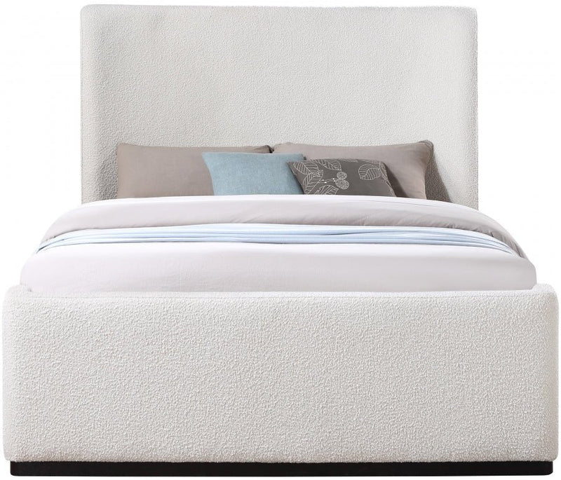 Oliver Boucle Fabric Queen Bed (3 Boxes) Cream - Gate FurnitureQueen Bed