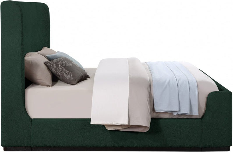 Oliver Boucle Fabric Queen Bed (3 Boxes) Green - Gate FurnitureQueen Bed