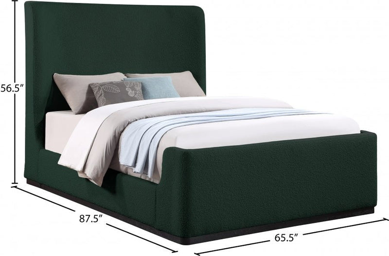 Oliver Boucle Fabric Queen Bed (3 Boxes) Green - Gate FurnitureQueen Bed