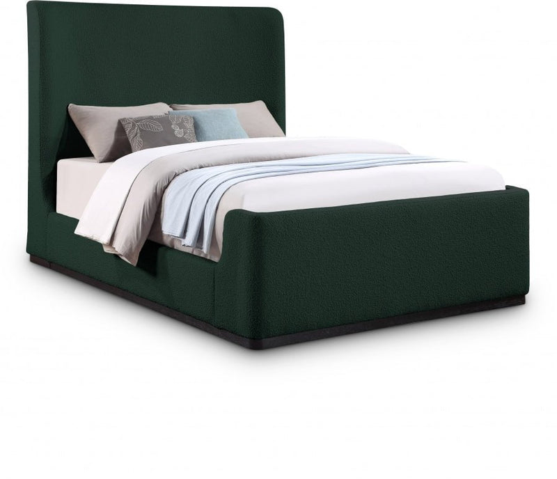 Oliver Boucle Fabric Queen Bed (3 Boxes) Green - Gate FurnitureQueen Bed