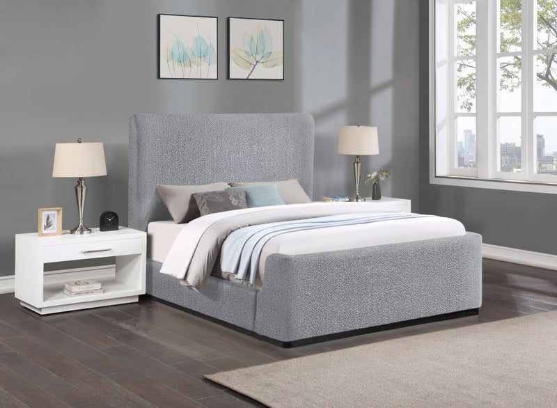 Oliver Boucle Fabric Queen Bed (3 Boxes) Grey - Gate FurnitureQueen Bed