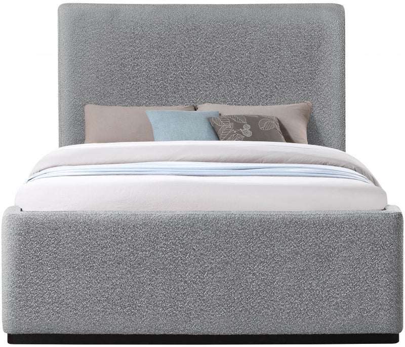 Oliver Boucle Fabric Queen Bed (3 Boxes) Grey - Gate FurnitureQueen Bed