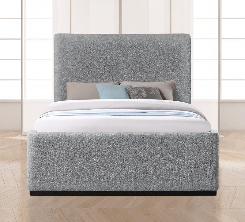 Oliver Boucle Fabric Queen Bed (3 Boxes) Grey - Gate FurnitureQueen Bed