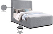 Oliver Boucle Fabric Queen Bed (3 Boxes) Grey - Gate FurnitureQueen Bed