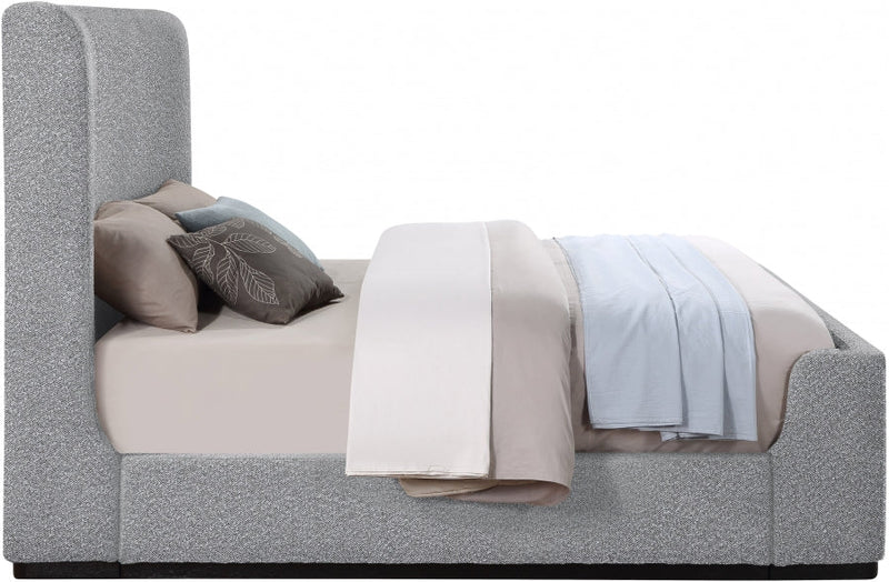 Oliver Boucle Fabric Queen Bed (3 Boxes) Grey - Gate FurnitureQueen Bed