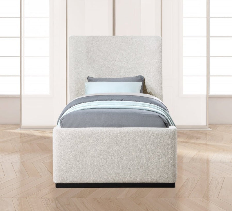 Oliver Boucle Fabric Twin Bed (3 Boxes) Cream - Gate FurnitureTwin Bed
