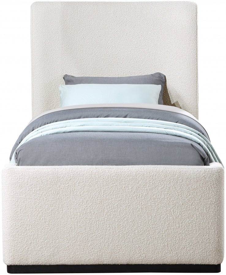 Oliver Boucle Fabric Twin Bed (3 Boxes) Cream - Gate FurnitureTwin Bed