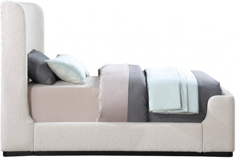 Oliver Boucle Fabric Twin Bed (3 Boxes) Cream - Gate FurnitureTwin Bed
