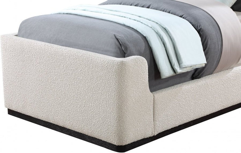 Oliver Boucle Fabric Twin Bed (3 Boxes) Cream - Gate FurnitureTwin Bed