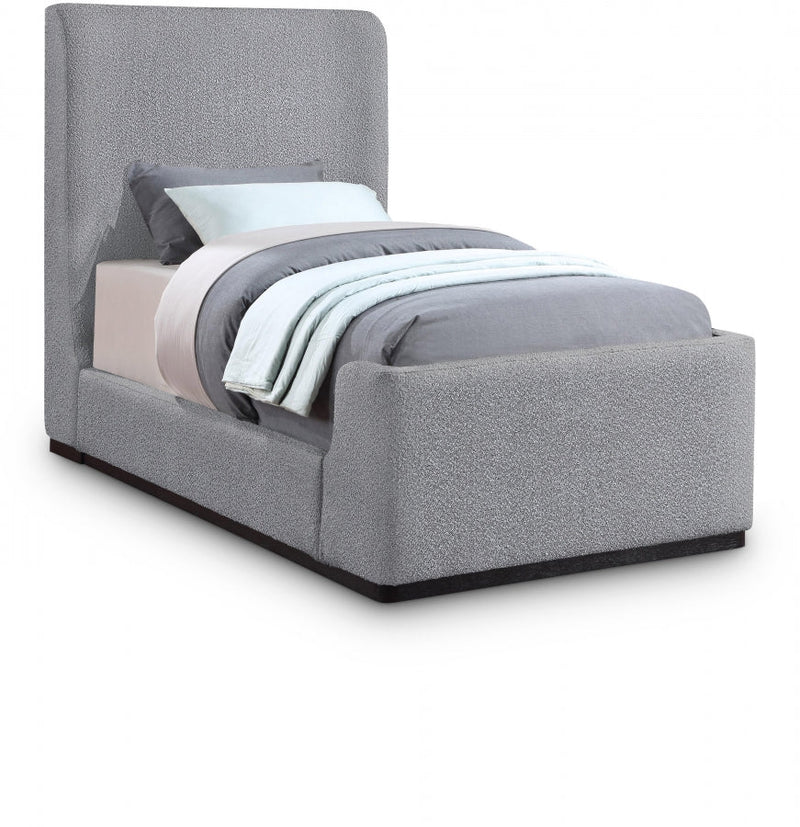 Oliver Boucle Fabric Twin Bed (3 Boxes) Grey - Gate FurnitureTwin Bed
