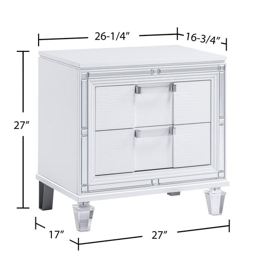 Olivia - 2 Drawers White Nightstand - B232-N