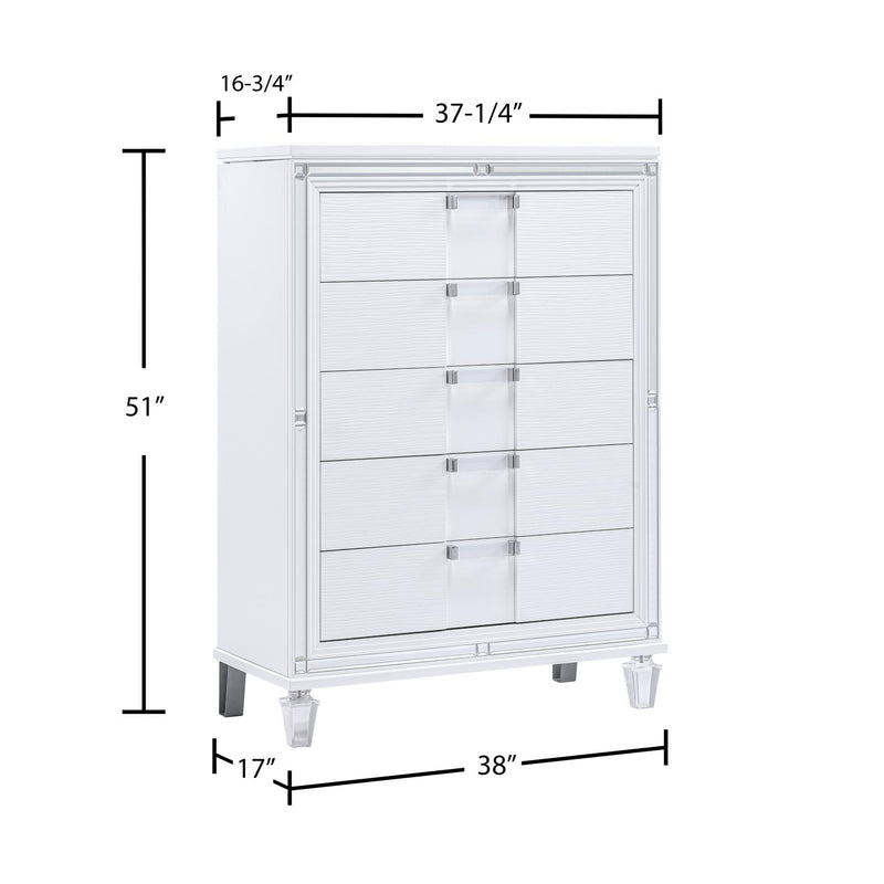 Olivia - 5 Drawers White Chest - B232-C
