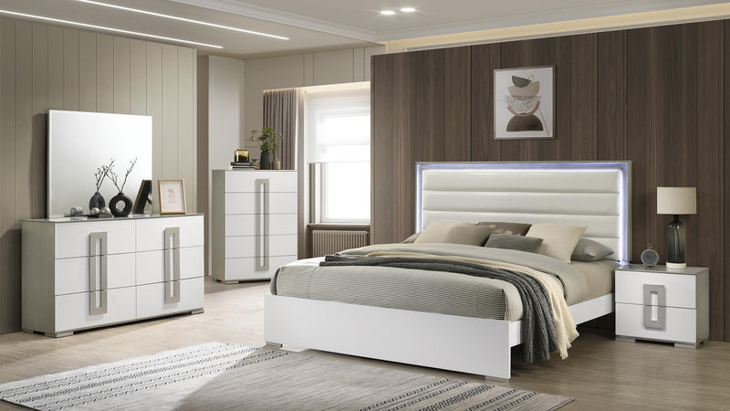 Olivia Full 5 Pc Bedroom Set in White - Olivia Full 5 Pc Bedroom Set in White