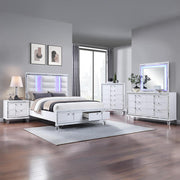 Olivia - White King Bed, Dresser, Mirror, Chest, Nightstand - B232-KDMCN