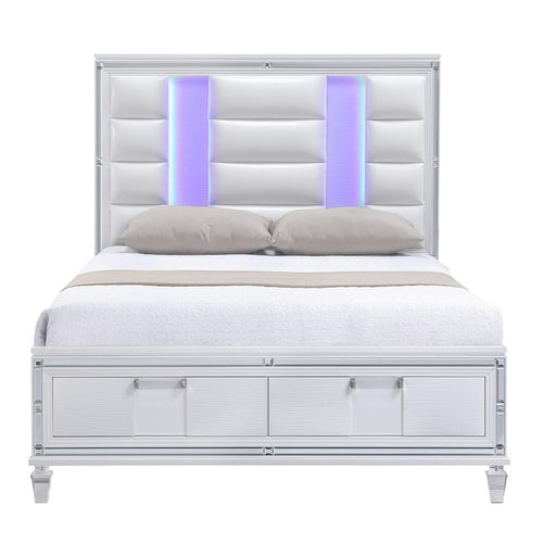 Olivia - White Storage King Bed with LED Light - B232-K-Bed