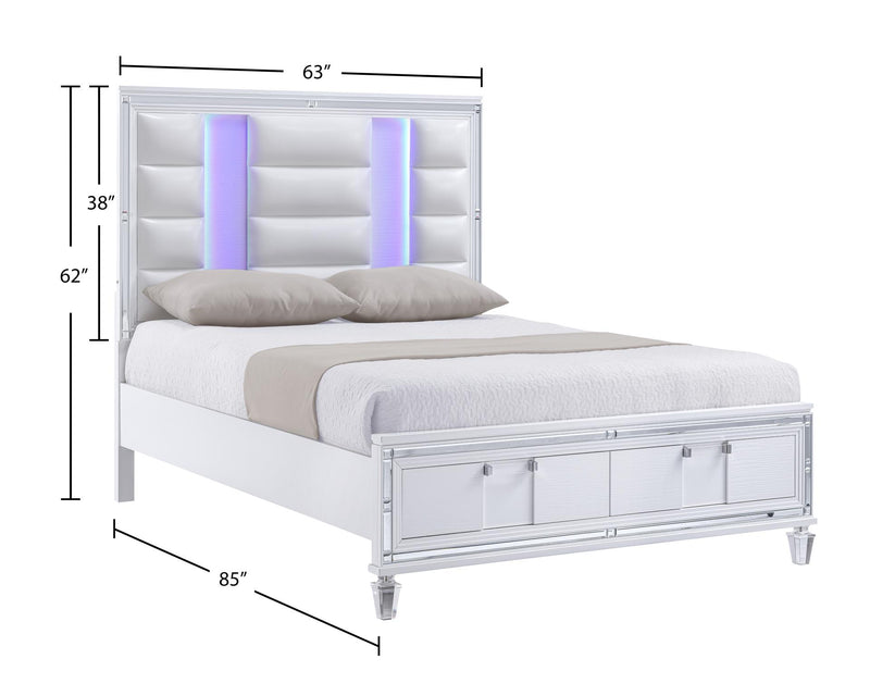 Olivia - White Storage King Bed with LED Light - B232-K-Bed