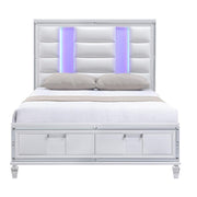 Olivia - White Storage Queen Bed with LED Light - B232-Q-Bed