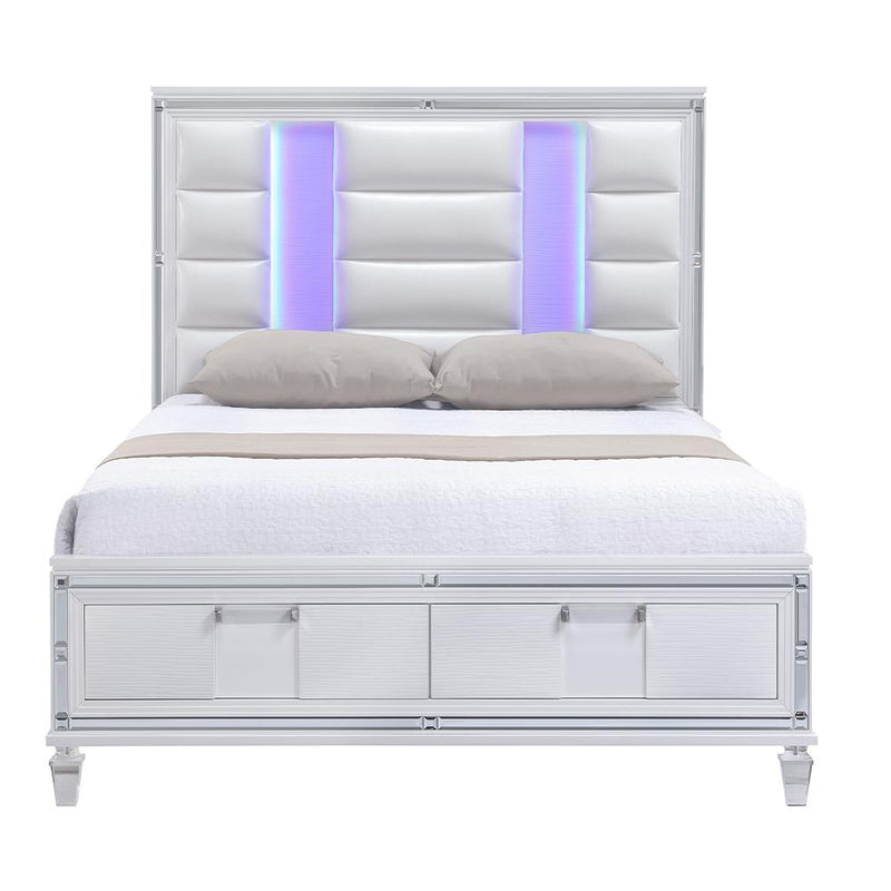 Olivia - White Storage Queen Bed with LED Light - B232-Q-Bed