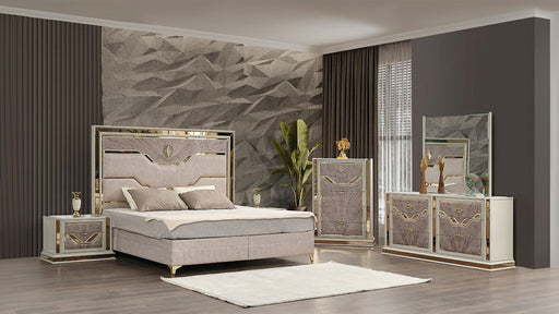 Omari King 5 PC Bedroom Set in Beige - Omari King 5 PC Bedroom Set in Beige