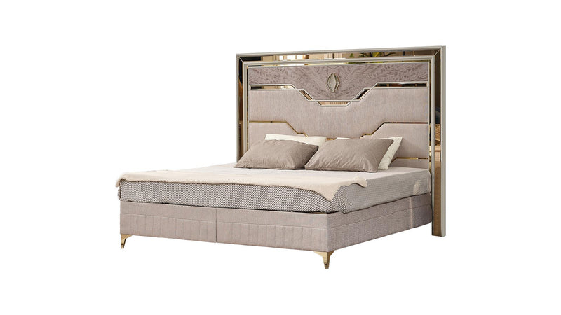 Omari King Bed Beige - Omari King Bed Beige