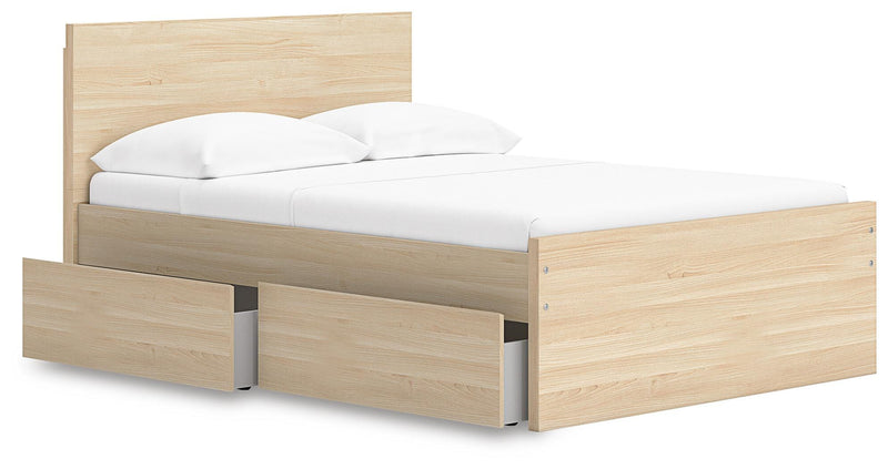 Onita Natural Full Panel Platform Bed with 1 Side Storage - EB9632B11