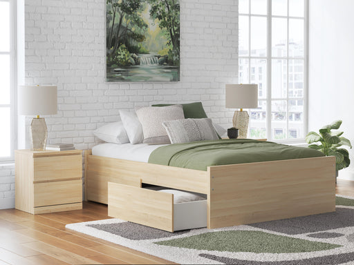 Onita Natural Full Platform Bed with 1 Side Storage - EB9632B8