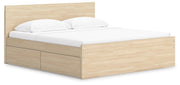 Onita Natural King Panel Platform Bed with 1 Side Storage - EB9632B23