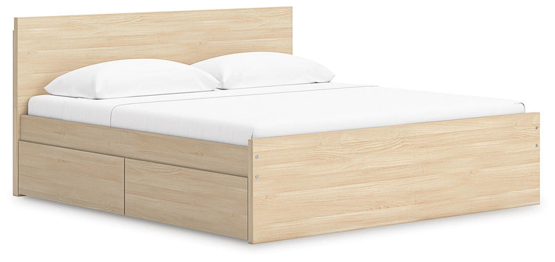 Onita Natural King Panel Platform Bed with 1 Side Storage - EB9632B23