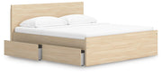 Onita Natural King Panel Platform Bed with 1 Side Storage - EB9632B23