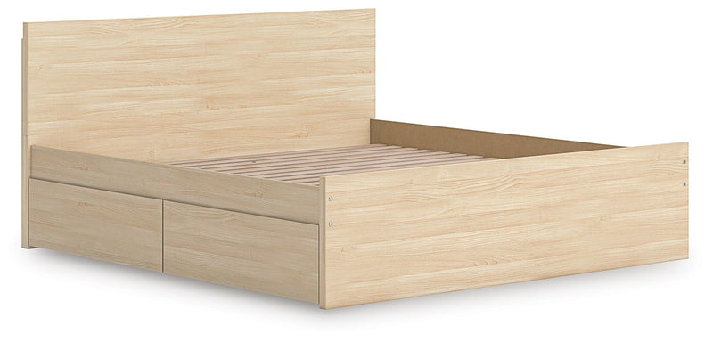 Onita Natural King Panel Platform Bed with 1 Side Storage - EB9632B23