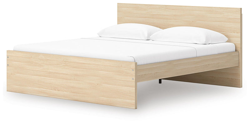 Onita Natural King Panel Platform Bed with 1 Side Storage - EB9632B23