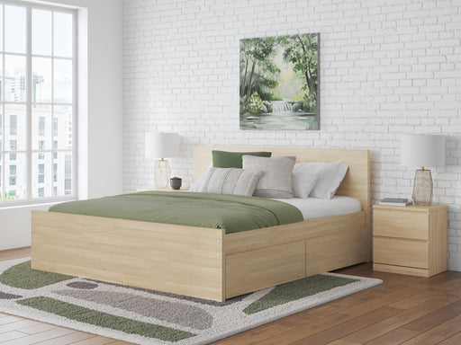 Onita Natural King Panel Platform Bed with 2 Side Storage - EB9632B24