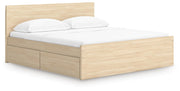 Onita Natural King Panel Platform Bed with 2 Side Storage - EB9632B24