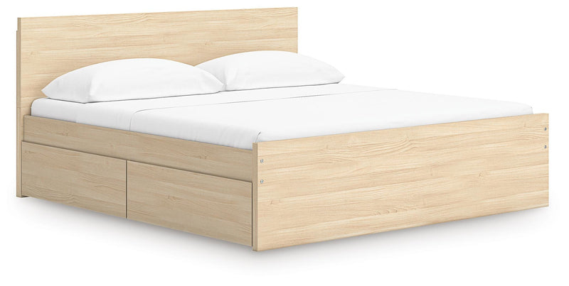 Onita Natural King Panel Platform Bed with 2 Side Storage - EB9632B24