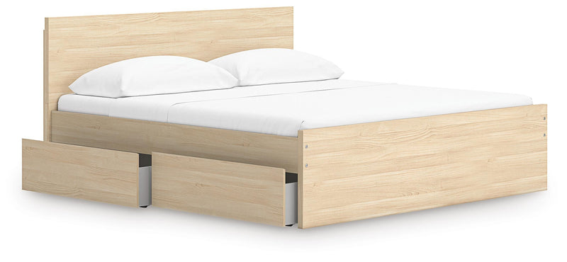 Onita Natural King Panel Platform Bed with 2 Side Storage - EB9632B24