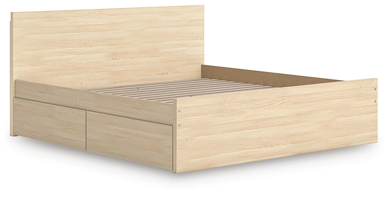 Onita Natural King Panel Platform Bed with 2 Side Storage - EB9632B24